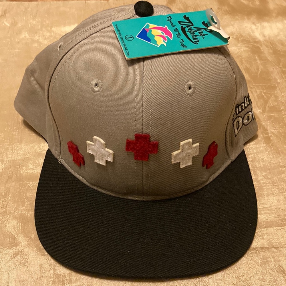 Pink Dolphin Cross Wave Leather Adjustable Hat